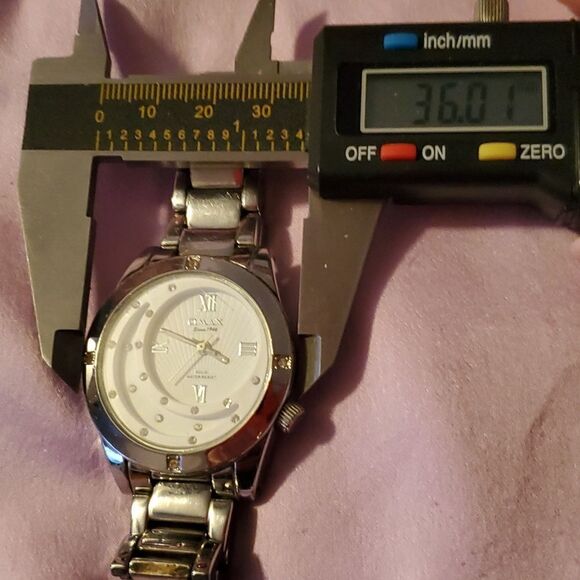 Omax Silver Crescent Circle Moon/Sun‎ Cut-Out Crystals White Face Working Watch main image 5